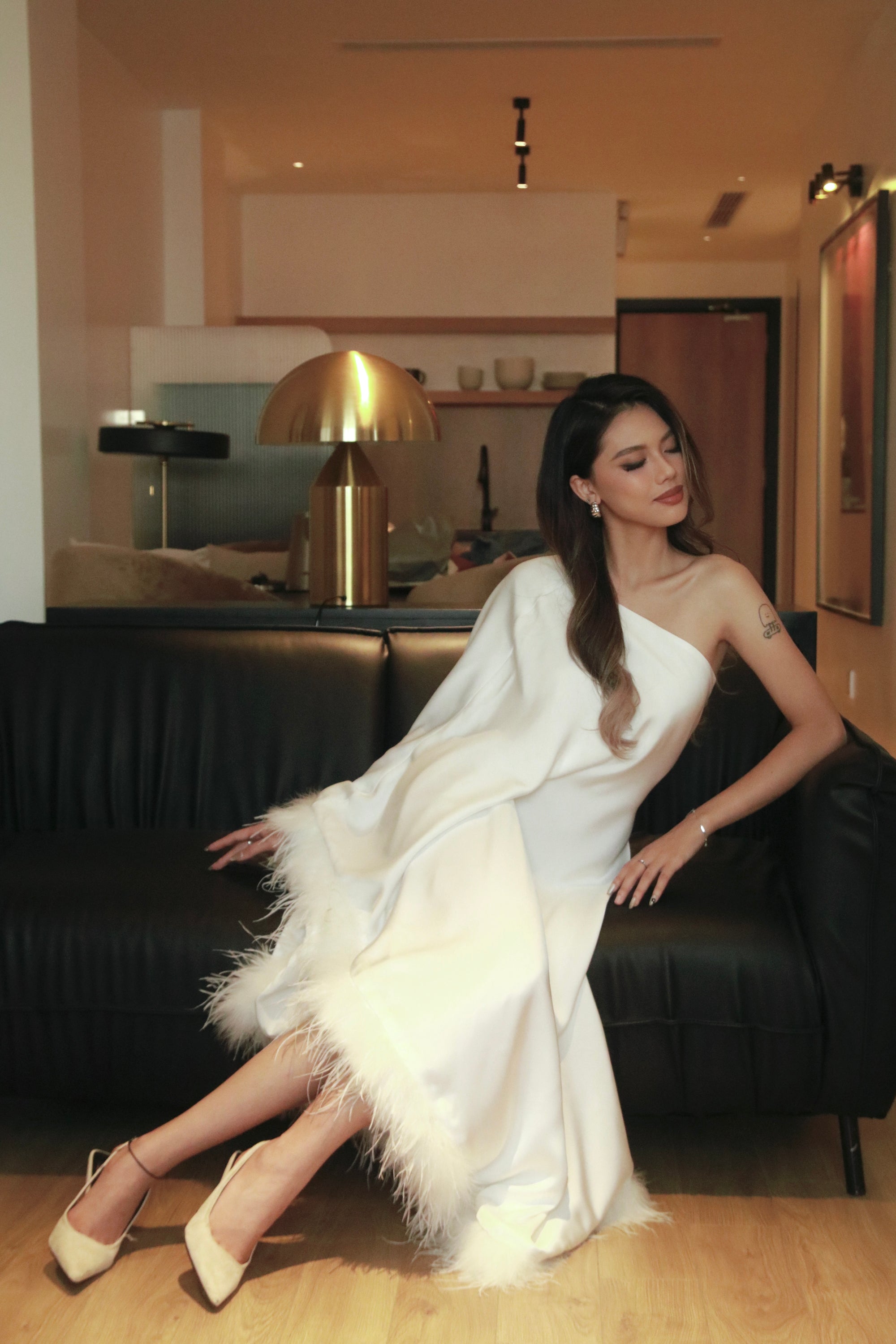 Phoebe Fur Silk Dress