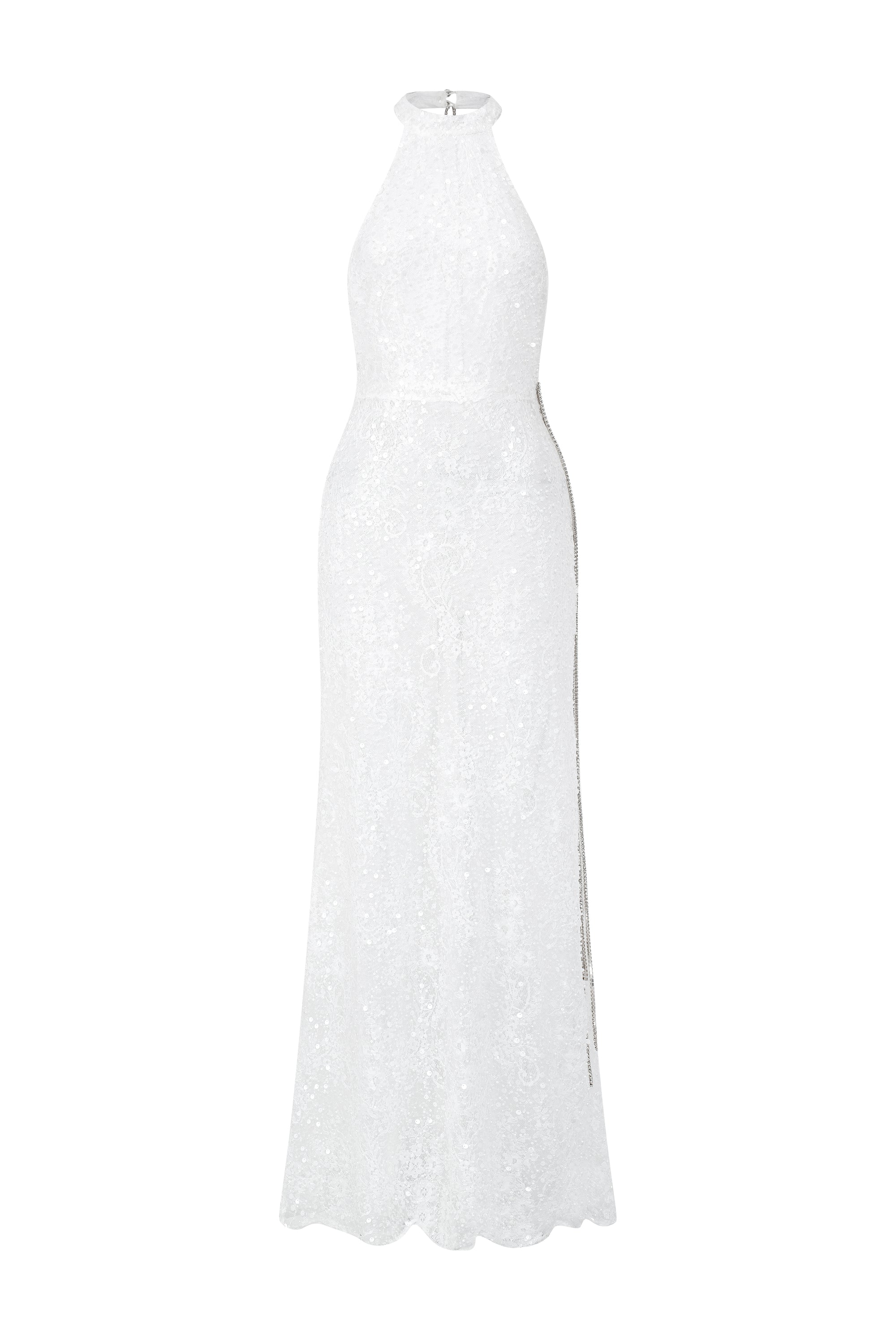 Phoebe White Halter Gown
