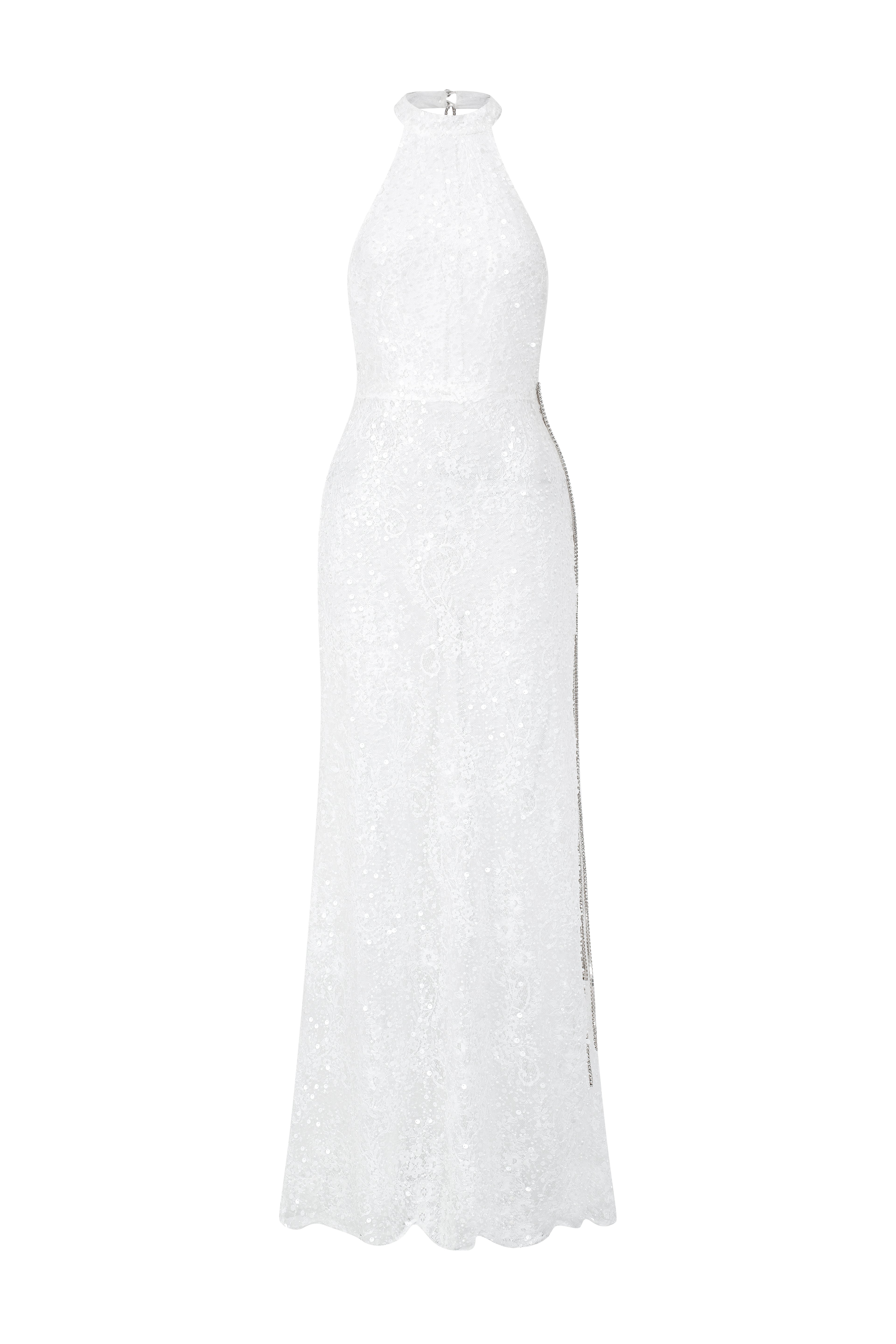 Phoebe White Halter Gown
