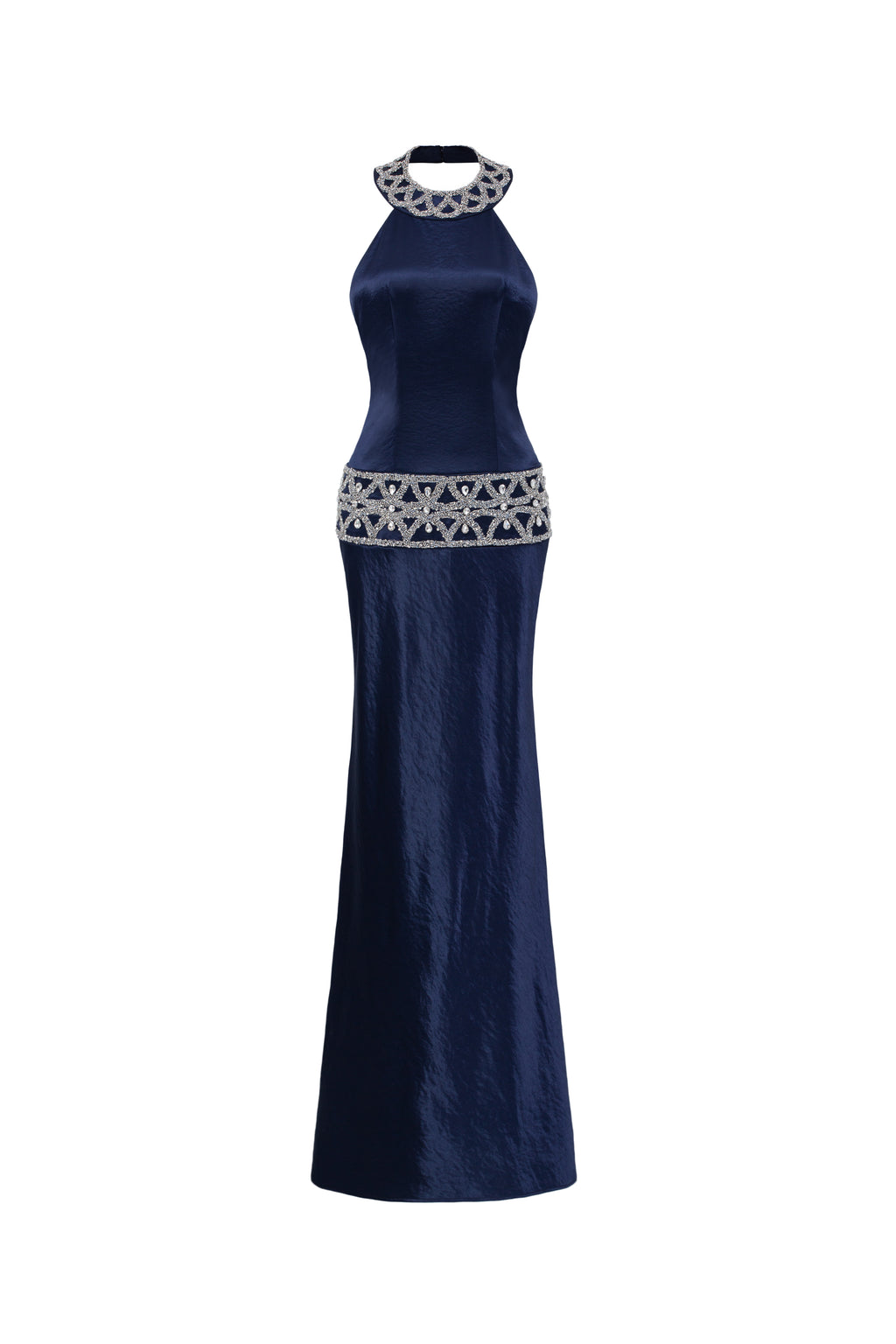 Phoebe Midnight Sapphire Satin Gown