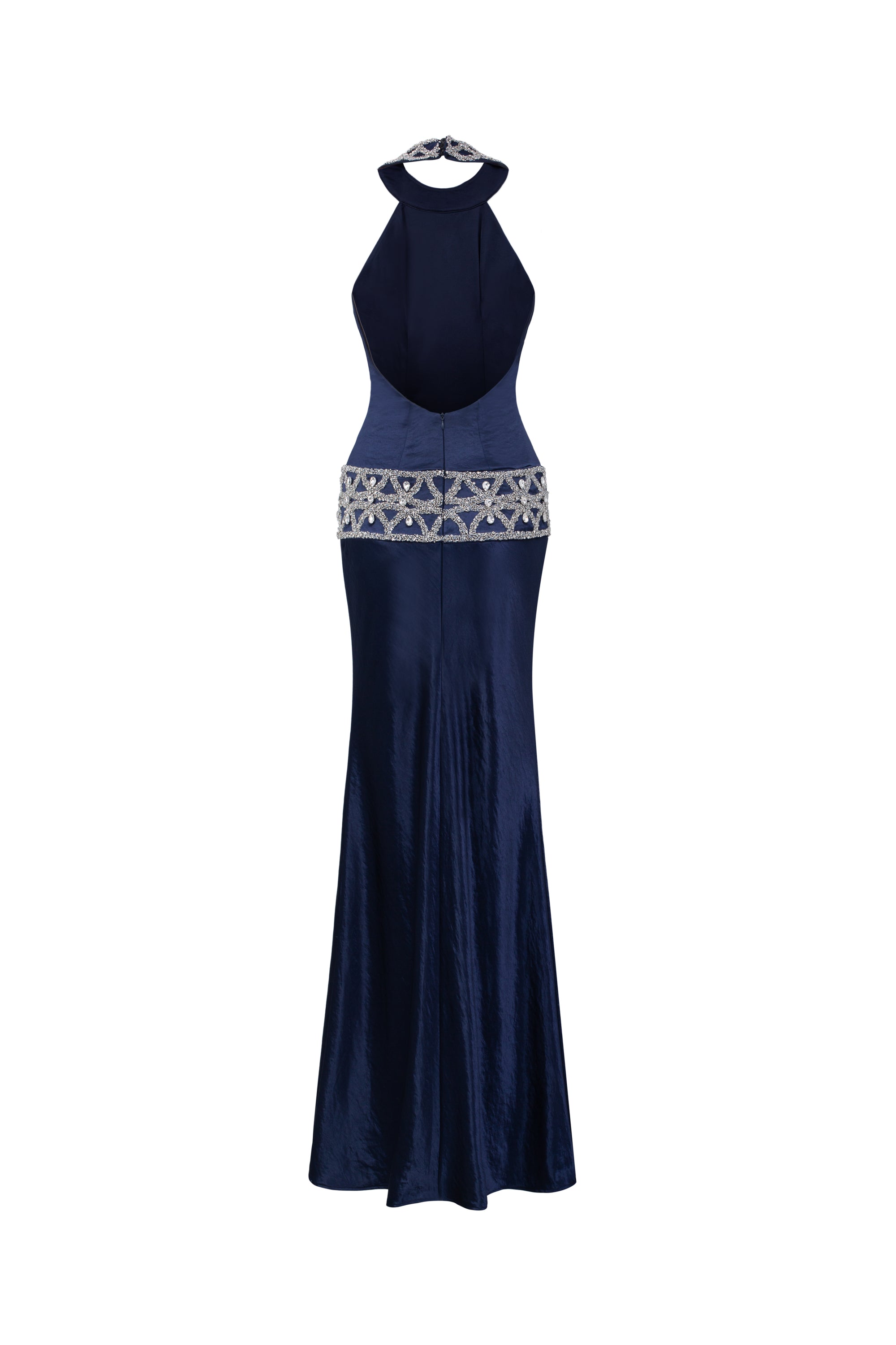 Phoebe Midnight Sapphire Satin Gown