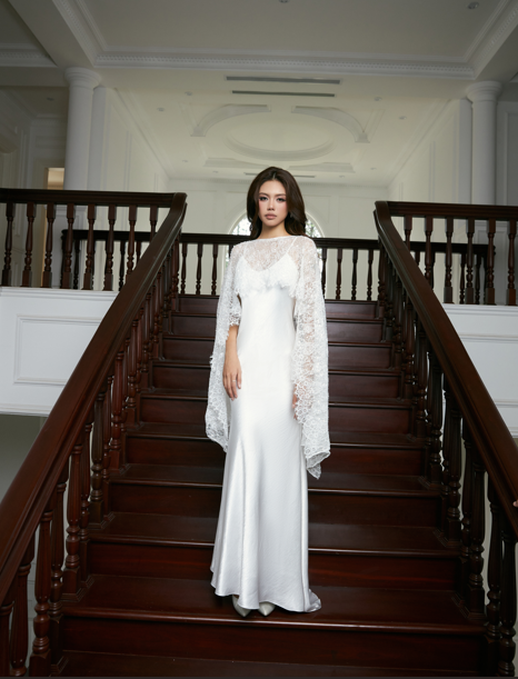 Phoebe Lace Overlay Silk Dress