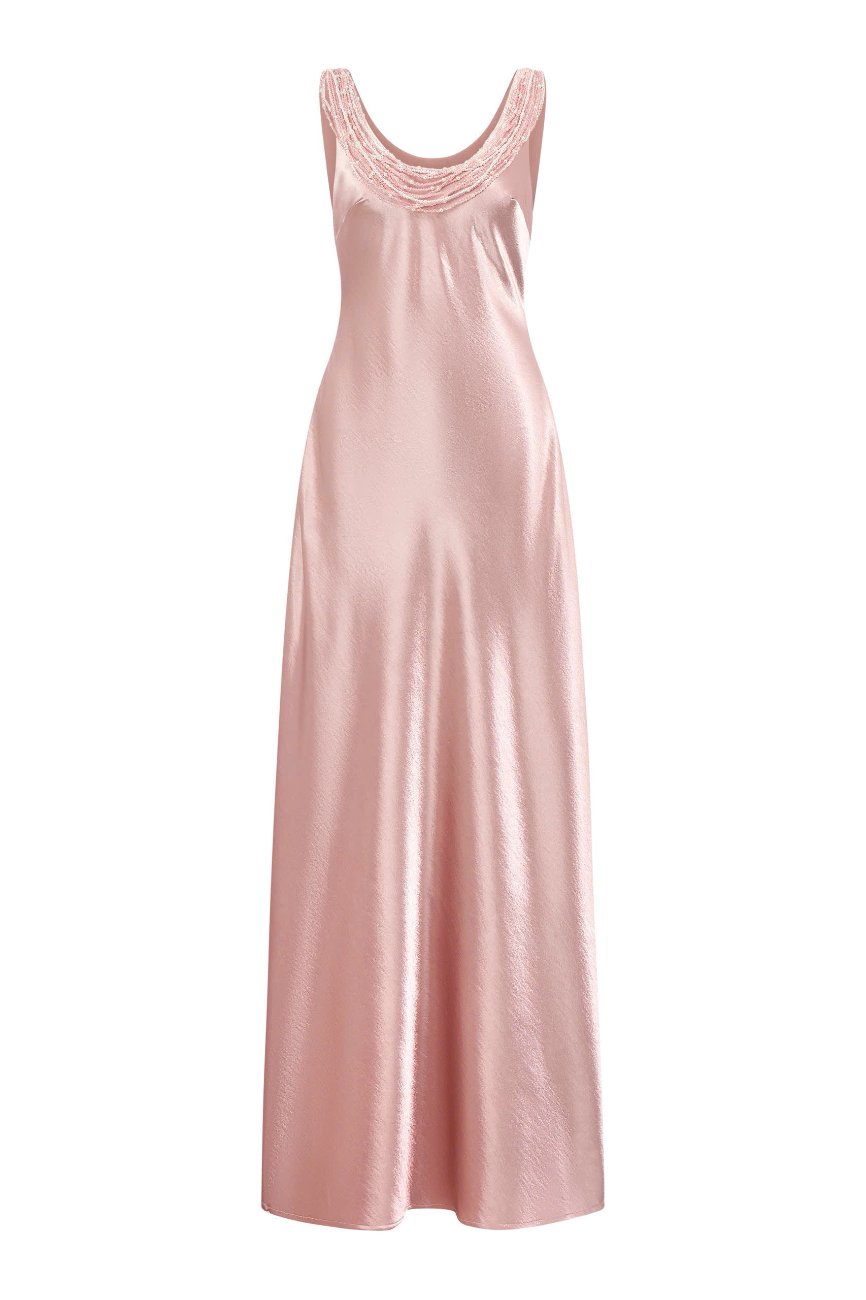 Phoebe Blush Silk Embellished Dress – Soft Radiance, Refined Grace